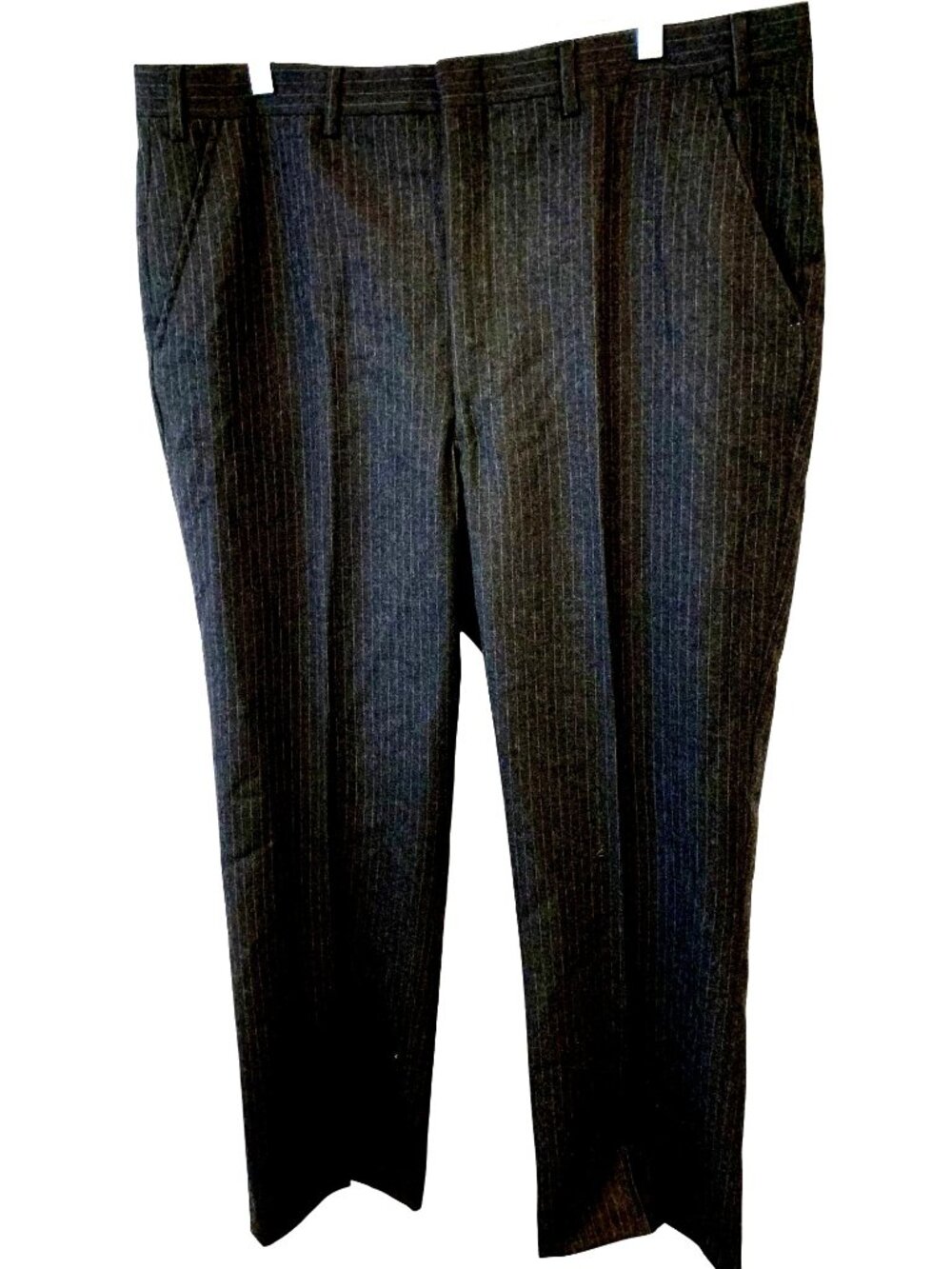 Oakloom Clothes Pinstripe Mens Dress Pants Dark Gray Flat Front Wool 38x29.5"